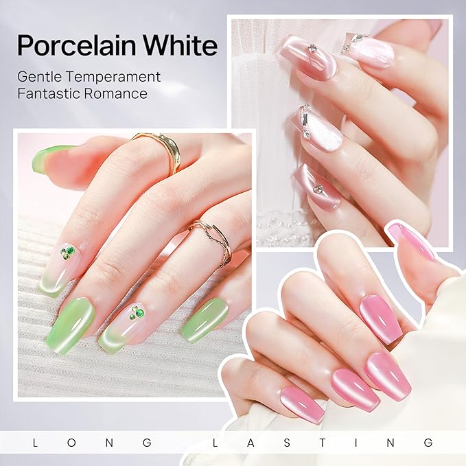 MIZHSE Cat Eye Gel Nail Polish 20 Colors, Ceramic Magnetic Gel Polish Set with Magnet Stick, Trendy Colors Cateye Effect Soak Off Nail Art Salon Home DIY Gift for Women