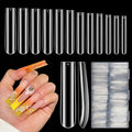 Quaferen Clear Square Nail Tips, 504Pcs XXXL Extra Long Tapered Square Straight Acrylic Nail Tips, Full Cover No C Curve Gel False Nail Extension Tips for Nail Art