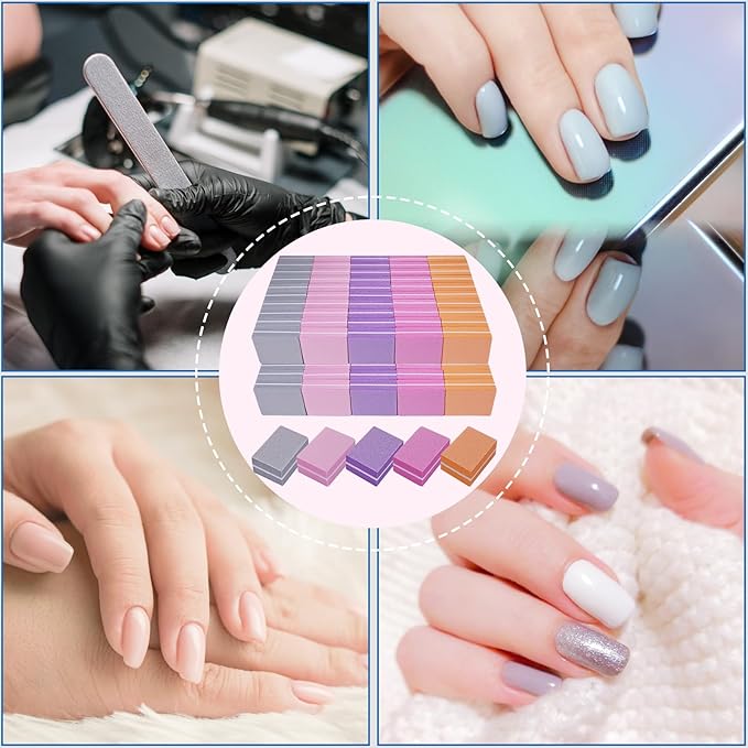 Nail Buffers (100 Pack), Mini Buffer Block Nail File for Acrylic Nails and Natural Nails, 100/180 Grit Nail Buffer Block Bulk Buffing Blocks for Nail Buff Professional Manicure File Blocks Mix Color