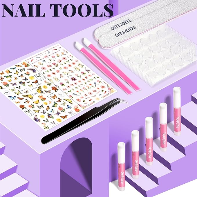 TsMADDTs Medium Square Press on Nails, 720 pcs Fake Nails with Glue, Files, Sticker, Tweezer for Women Home Art DIY