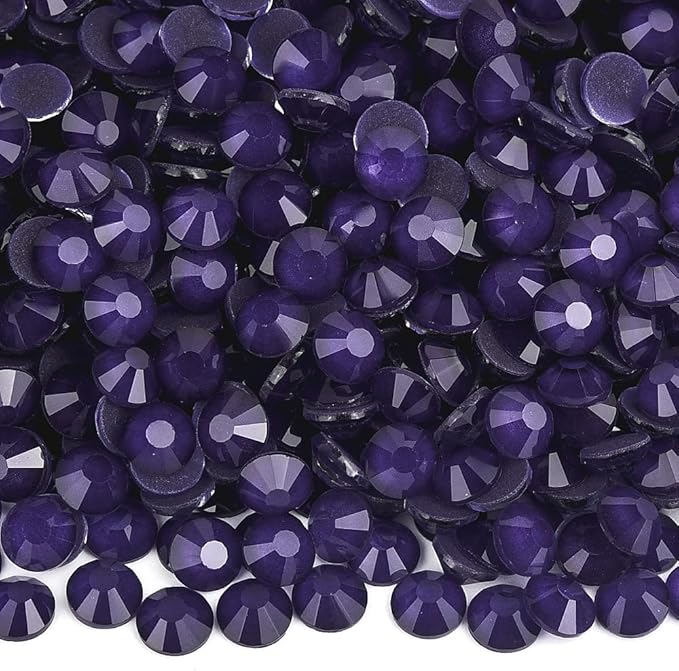 Blinginbox Flatback Rhinestones Round Gems, 1440pcs Luminous Series Glass Stones Neon Gems Non Hotfix Crystal Rhinestones for Nail Charms Crafts Clothes Tumblers,Gentian Violet Neon,SS20.