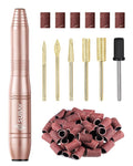 Subay Electric Nail File, Nail Drill Machine for Acrylic Gel Nails, Portable USB Nail Drill Kit Set with 6 Nail Drill Bits & 26 Sanding Bands for Home and Salon Use - Gold