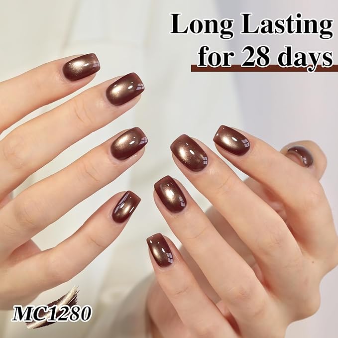 Double Rhythm 0.5 Oz Cat Eye Gel Polish with Magnet Same Color Same Bottle Holographic Glitter Shimmer Translucent Color Salon 15 ML Magnetic Nail Art (Dark Gray Purple-MC1280)