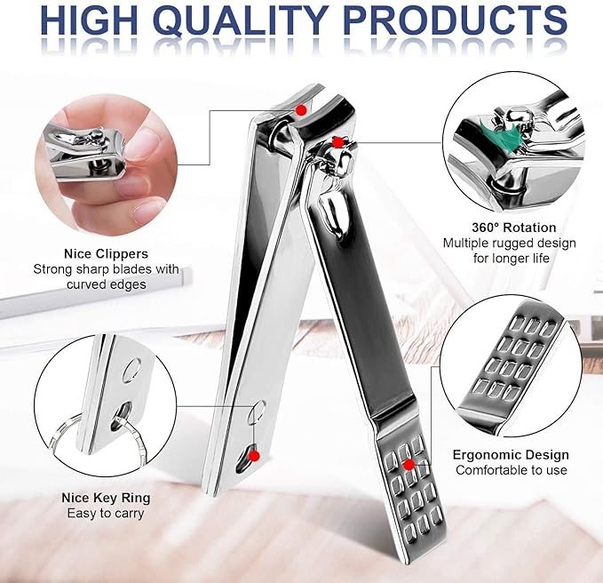 Manicure Set Pedicure Kit Professional 19 Pcs Nail Clipper for Men & Women Stainless Steel Sharp Cutter Grooming Nose Hair Scissors…Black Fingernails & Toenails with Portable Case (Wine red_19 pieces)