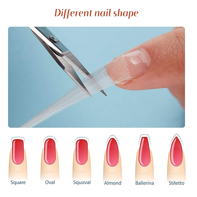 Blulu 100 Pcs Fiber Nail Kit Nail Fiberglass Extension Set for Quick Shaping Material Fake Tips Manicure Salon Tool