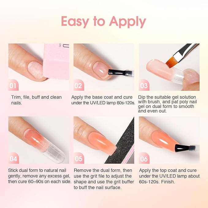 ROSALIND 14PCS White Nude Poly Nail Gel Kit with Nail Lamp Brown Purple Poly Extension Gel Set