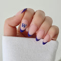 Glamnetic x Fanatics Press On Nails - Washington Huskies | Short Almond Fake Nails, Collegiate Huskies Purple French Tips, College Nails, Salon-Quality | 15 Sizes - 30 Nail Kit with Glue