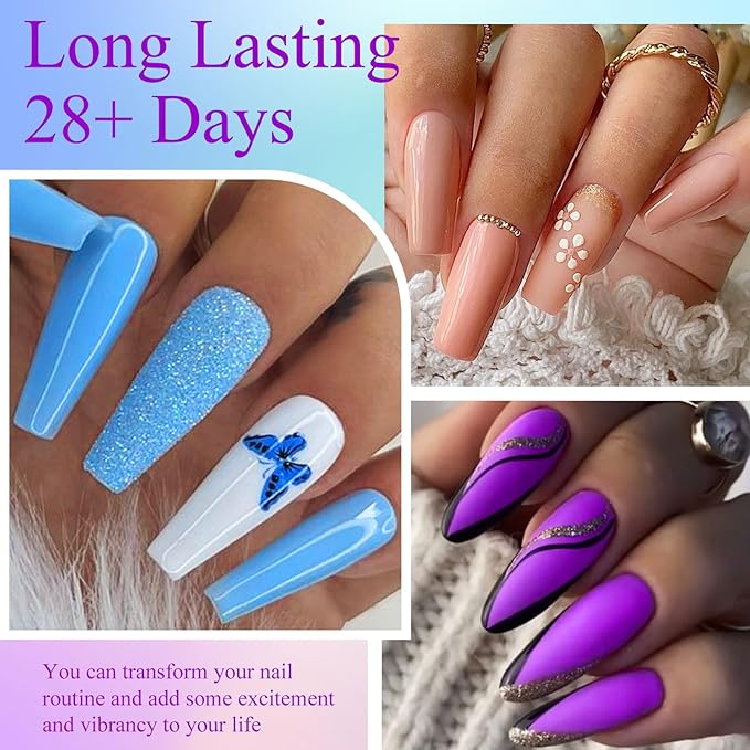 MEET ACROSS 30Pcs Nude Gel Polish 22 Colors Gel Nail Polish Set Pink Purple Sky Blue Bright Series Soak Off UV/LED Manicure Kit for Women