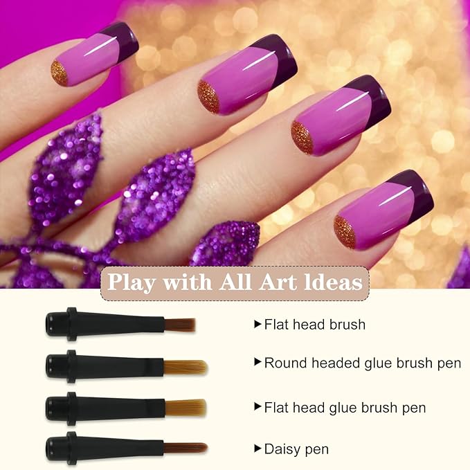 12Pcs Nail Art Brush Set,Professional Nail Art Brush Set with Push-Button Quick-Change,Nail Brushes for Acrylic,Gel,French Tips & Designs,Ergonomic Portable Kit with Storage Case(Marble)