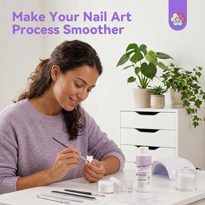 SAVILAND Monomer Acrylic Nail Liquid: 4 oz Acrylic Monomer for Nails Extension with 12# Nail Brush Dappen Dish for Beginners DIY at Home Professional Salon Use