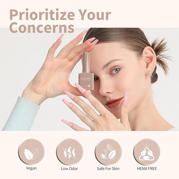 CANNI Nude Gel Nail Polish, 1Pcs Light BroWn Gel Polish Grey Color High Gloss Soak Off U V French Nail Manicure Salon DIY