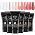 modelones Poly Nail Gel Set, 6 Colors Nude Pink Brown Daily Collection Poly Extension Gel Set Builder Manicure DIY Design Nail Art Home Salon Beauty Gift