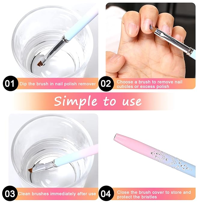 Clean Up Nail Brush, 5pcs Nail Polish Remover Brush Fingernail Clean Up Brushes for Cleaning Gel-Nail Polish