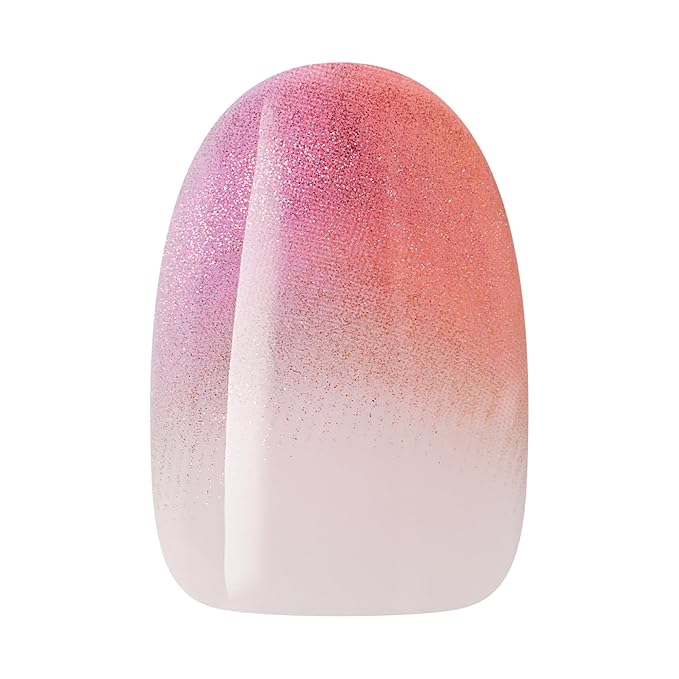 WICKED X KISS Press On Nails, ‘Pink Perfection’, Pink, Short Oval, Waterproof, Chip Proof, Smudge Proof, 28 Fake Nails, Gel Nail Glue (2g), Mini Nail File, & Manicure Stick