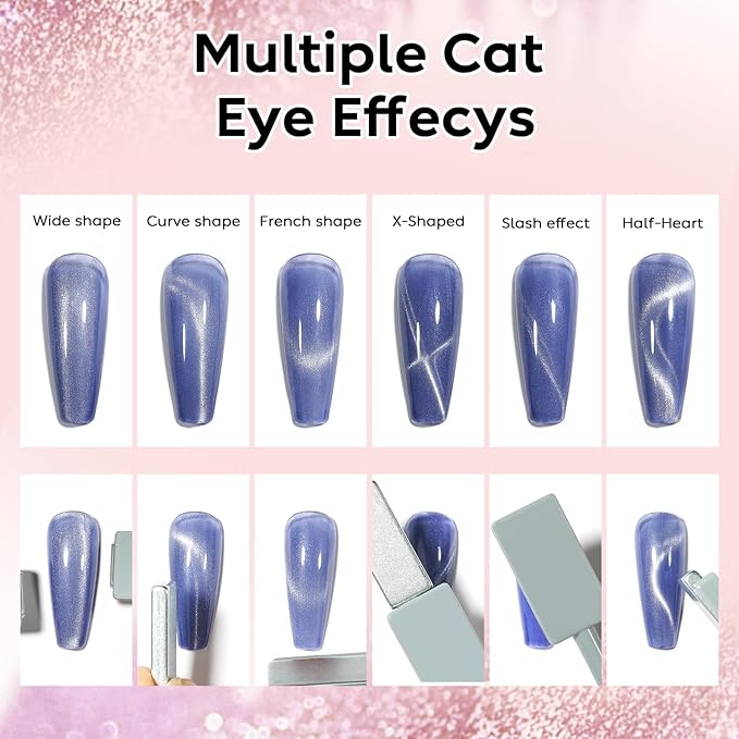 Nicedeco Hema Free Cruelty Free Vegan Cat Eye Gel Nail Polish 6 Colors Soak Off LED U V Gel for Nail Art Manicure Salon DIY