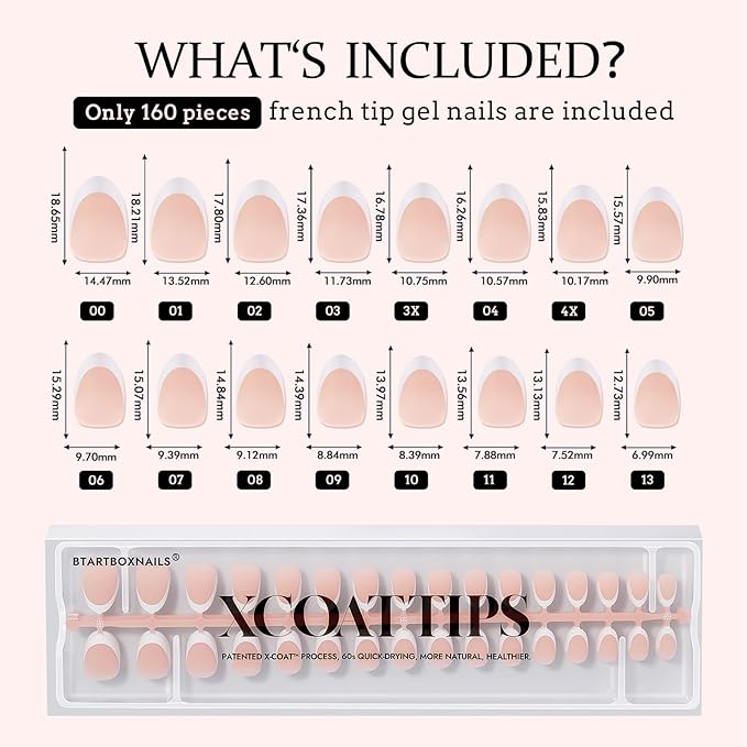 BTArtboxnails Soft Gel Nail Tips - Extra Short Almond French Tip Press on Nails XCOATTIPS Nude Gel Nail Tips Kit Fake Nails Supplies Glue on Nails Extension Tips