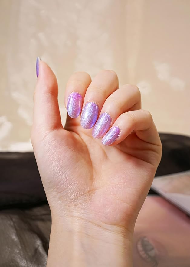 Semi Cured Gel Nail Strips, 20Pcs Long Lasting Salon Quality Wraps, Easy Apply & Remove Gel Nail Stickers with UV Light (Opal Vortex Blue)