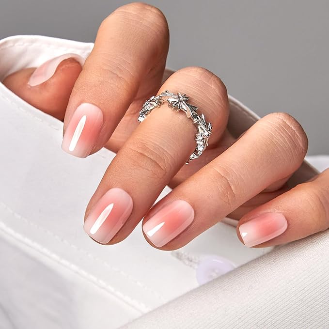 CurvLife Press On Nails – 30Pcs Soft Gel Fake Nails, Reusable Glue On Nail Kit with Adhesive Tabs, Natural Fit & Salon-Quality for Women & Girls (Dew Touch)