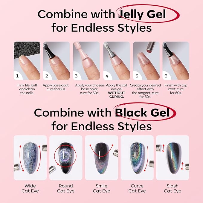 modelones Red Cat Eye Gel Polish Burgundy Red Gel Polish Magnetic Glitter Holographic Ruby Red Gel Nail Polish Valentine Reflective Jelly UV Gel 15 ML
