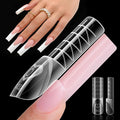 Gelike EC Dual Forms for Builder Gel: Square Space French Dual Nail Form Work with Polygel and Extension Gel - 15 Sizes 120PCS Reusable 20+ Times Clear 3D Acrylic Molds Kit with Straight Side C-curve
