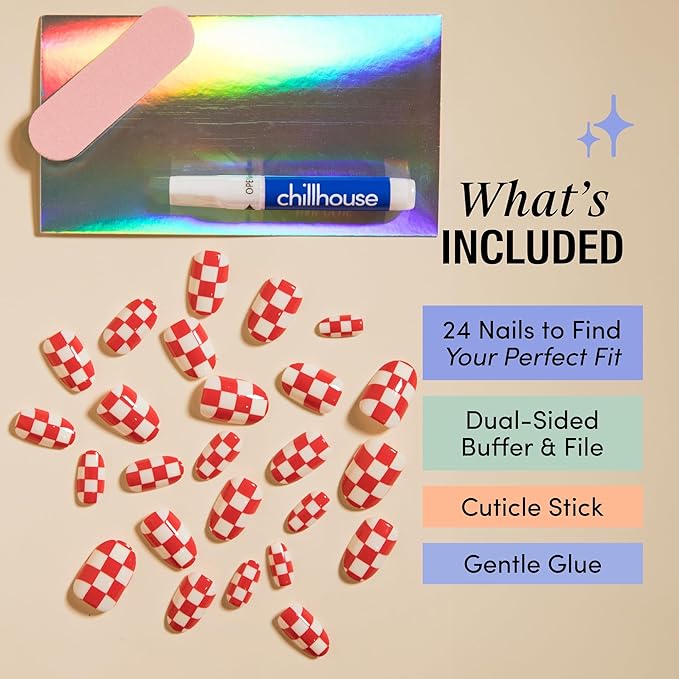 Chillhouse - Chill Tips, Press on Nails Kit - That's Amore (Oval) - 30 Nail Shapes & Sizes - Up to 2 Weeks of Wear - Customizable Fit - Reusable - Latina Founded & Women Owned - Beauty & Self Care