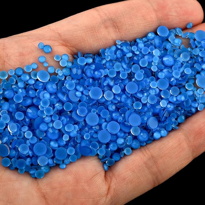 Blinginbox Flatback Glass Rhinestones,Bedazzler Gems 2880pcs Non Hotfix Crystal Rhinestones for Nail Charms Crafts Clothes Tumblers,New Blue Neon,Mixed SS6-20 of 0.07-0.18in
