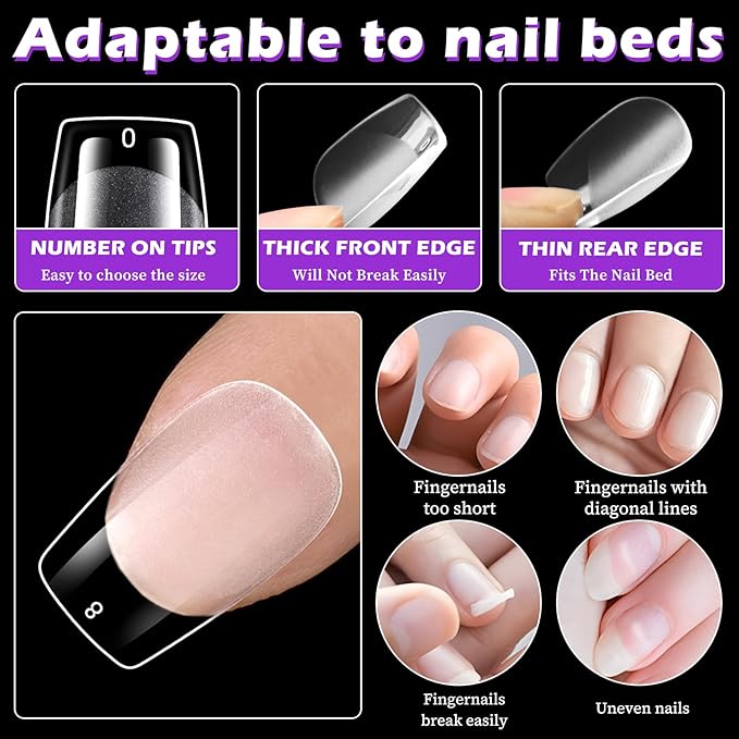 LoveOurHome 360pc Extra Short Coffin Nail Tips Clear Fake Nails XS Short Coffin Gel Nail Tips Full Cover Acrylic Nails Clear Press on Nails XS False Nail 15 Sizes Fingernail for Gel Nail Extension