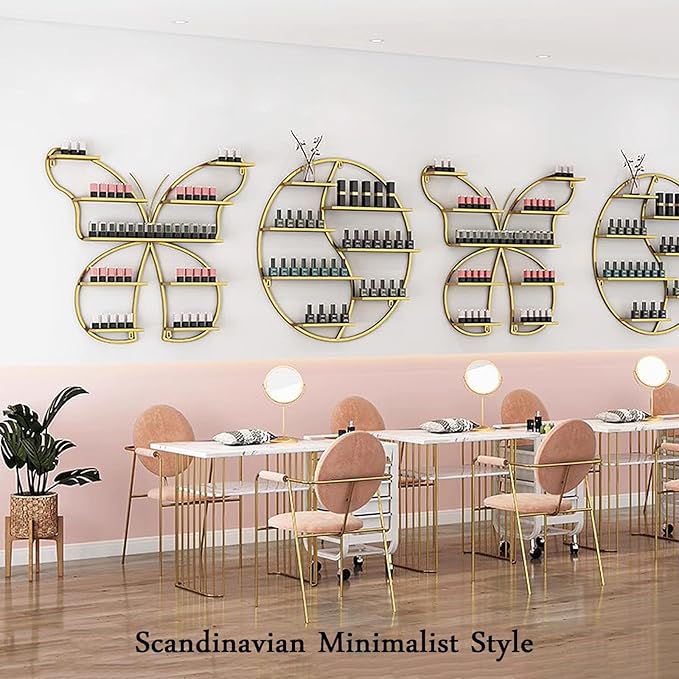 5 Tiers Nail Polish Wall Storage Rack, Nail Polish Essential Oil Display Shelf in Nail Salon, Wall Mounted Display Cabinet, Hanging Wall Nail Polish Makeup Cosmetics Perfume Rack