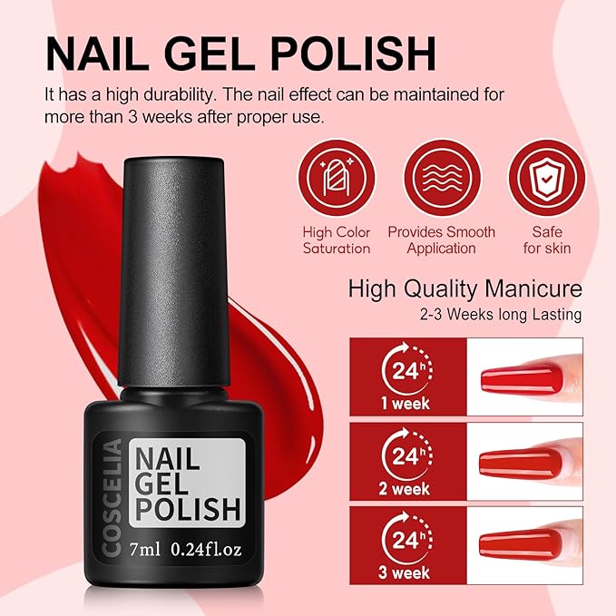 COSCELIA 53ps Gel Nail Polish Kit with U V light and Drill Starter Kit 35 Spring Colors Gel Polish 5pcs Top Base Coat LED Lamp Nail Art All Seasons Gel Manicure Kit Valentines Day Gifts for Women