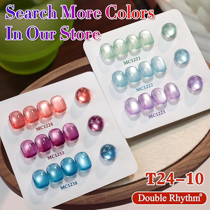 Double Rhythm 15ML Jelly Glass Cat Eye Gel Polish with Magnet Holographic Glitter Shimmer Translucent Sheer Color Salon Soak Off Magnetic Nail at Home (Copper Cherry-MC1228)