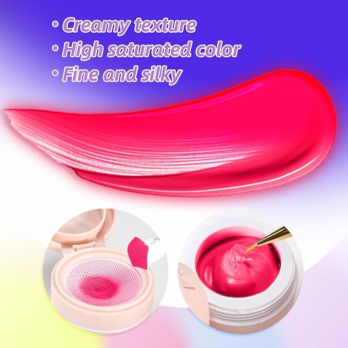 Cushion Gradient Painting Gel, Ombre Nails Aura Nails Full Coverage Precise Control of Each Dip Matte Effect Non-Wipe Long Lasting French Manicure Soak Off UV LED DIY Nail Art (012)