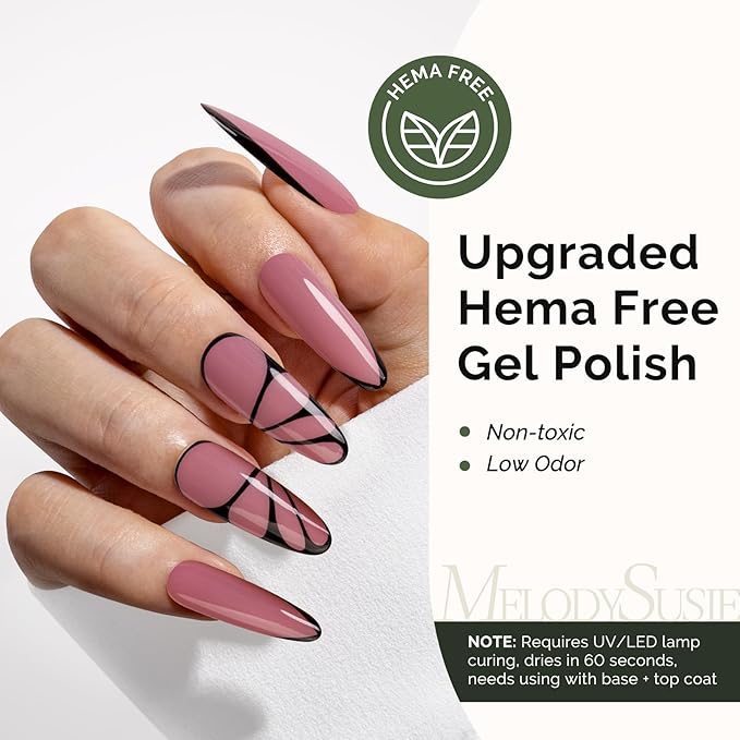 MelodySusie Hema Free Gel Nail Polish, 0.5 Fl Oz Thick Rosy Nude Gel Polish, Non-Toxic, Long Lasting, Soak Off UV Nail Polish, Manicure Nail Design Salon DIY Nail Art at Home K0611