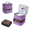 Upgraded Nail Polish Organizer Case - Holds 30 Bottles and 1 Nail Light, Double-layer Nail Bag Organzier Case Nail Polish Storage Bag with Handles (Style B-Purple)