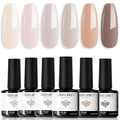 modelones Nude Gel Nail Polish Set 6 Colors, Neutral Skin Tones Beige Taupe Ivory White Grey Light Brown Gel Polish All Seasons, Soak Off Soapnails Manicure Kit Nail Art Design Salon at Home Gift