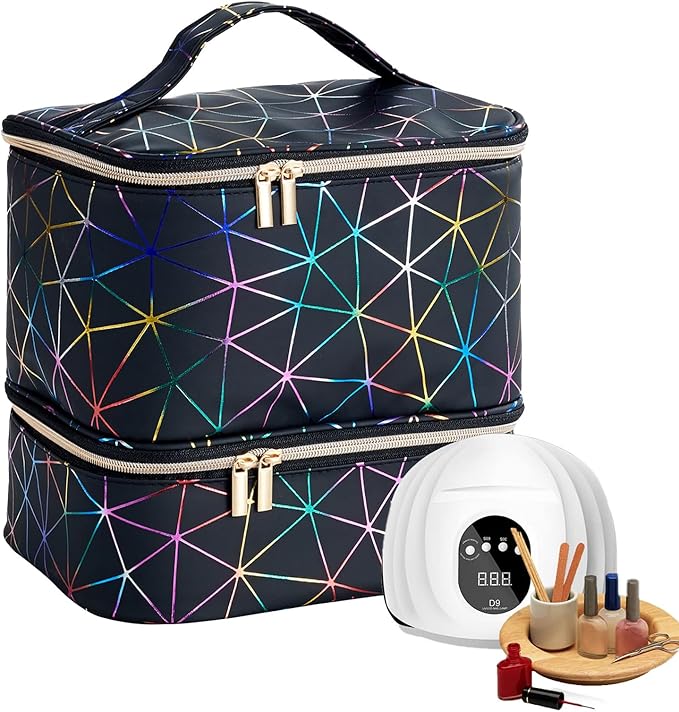 Nail Polish Organizer Bag Holds 30 Bottles Nail Supplies Storage Organizers Box NailPolish Carrying Case Organizer Nails Kit Bag Organizers Case For Nails Polish And Manicure Set,Sponge Partitions