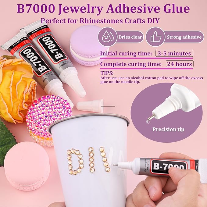 25000Pcs Resin Rhinestones for Crafting, Champagne 2-6mm Mixed Sizes Non Hotfix Flatback Gems with 1Pcs Glue, Bedazzling Crystal for DIY Craft Clothing Mugs Tumblers Shoes Fabric Decor Nail Art