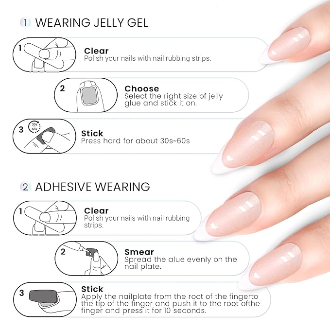 6 Packs (144 Pcs) | Reusable Press on Nails | Stick on Nails 12 Sizes-6 Styles|Almond Nails
