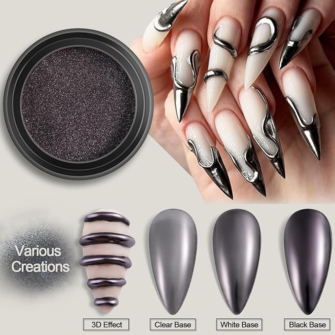 24 Colors Chrome Nail Powder Set Metallic Mirror Effect Gold Silver Pink Chrome Nail Powder White Pearl Iridescent Multi Chrome Powder for Nails Chameleon Rubbing Pigment Manicure Supplies