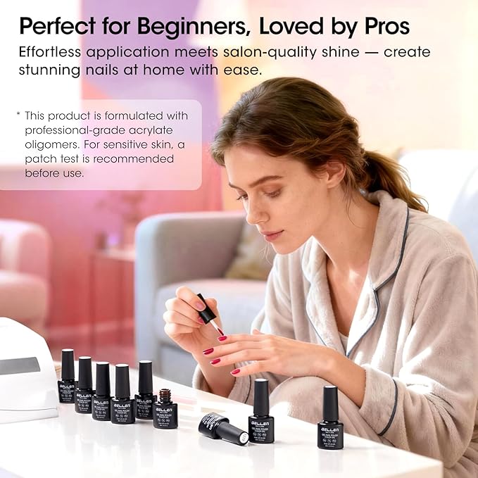 Gellen 24pcs Gel Nail Polish Set, 20 Gel Polish Colors with Base Coat and Glossy Matte Cateye Top Coat, HEMA TMPTA TPO 3-Free Red Pink Green White UV Cured Soak Off Salon Nail Kit, Gift for Women Girl