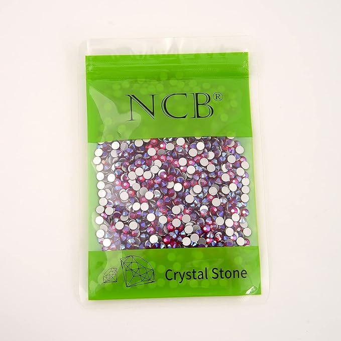 NCB Nancybeads 1500pcs Flatback Round Glass Nail Art Rhinestones Crystal for DIY Making Accessories Shoes, Clothes, Face Art, Bags, Manicure (Siam AB, SS20 1500pcs)