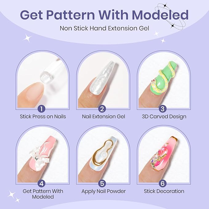 60g 3D Sculpting Gel for Nail art, Solid Builder Gel Pearl White, No Stick Hand 3D Hard Gel for Nail Sculpting & Art, Nail Extension & Carving, 5D Ribbon Bow Designs