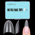 TOMICCA Short Almond Nail Tips, 504Pcs Full Matte Press on Half Cover Acrylic Nails,12 Sizes No C Curve Fake Nail Tips for Nail Extension Art Home DIY Nail Salon