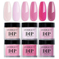 AZUREBEAUTY Pink Dip Powder Nail Set, 6 Colors Light Hot Pink Cherry Blossom Shades Dipping Powder Starter Kit, French Nail Art Manicure, No Need Nail Lamp Cured DIY Salon
