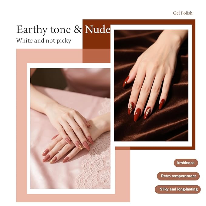 CAMILA ¿ 6pcs 15ml Hema Free Tpo Free Gel Polish Set Nude Brown Pink Gel Nail Polish Kit Soak Off Gel Polish Manicure Salon For Women K Set