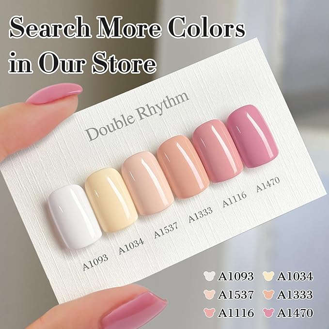 Double Rhythm 0.50 OZ Gel Polish Hema Free Same Color Same Bottle Golden Round Translucent Neutral Natural Milky 15 ML Jelly UV Polish Art DIY at Home (Nude-C1333)