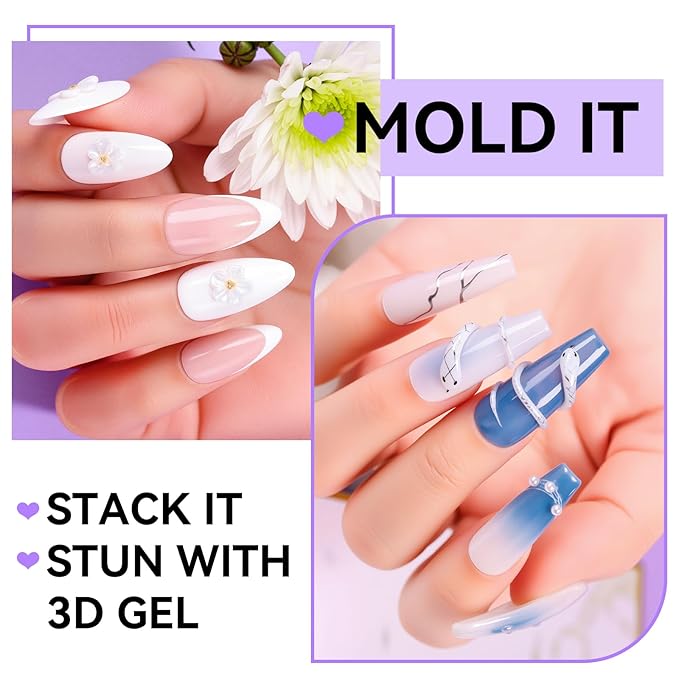 Makartt 3D Gel Nail Art: White Sculpting Gel Non-Sticky Molding Solid Hard Gels Builder DIY Kit for Nail Extension, Soak Off Gels Glue for Acrylic Nails Carving Manicure for Home Salon