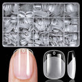 420pc Extra Short Round Square Fake Nails Soft Gel Nail Tips, XS Squoval Clear Press on Nails Short Round Square Nail Tips Full Cover False Artificial Fake Fingernail for Gel Extension Acrylic Nails