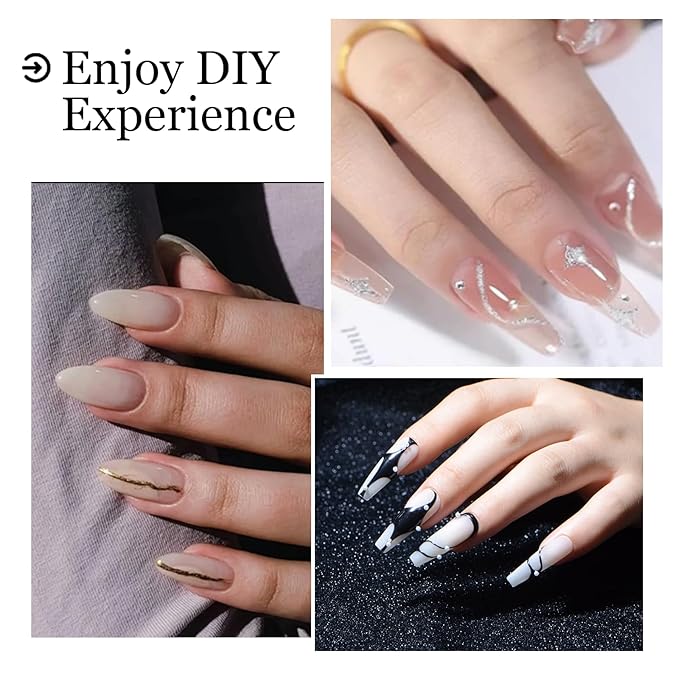 Nail Art Liner Set 4 Pcs Black White Gold Silver Colors Paint Swirl Built Thin Brush in Bottle Soak off Led Lamp Gel Liner Nail Polish Manicure Set