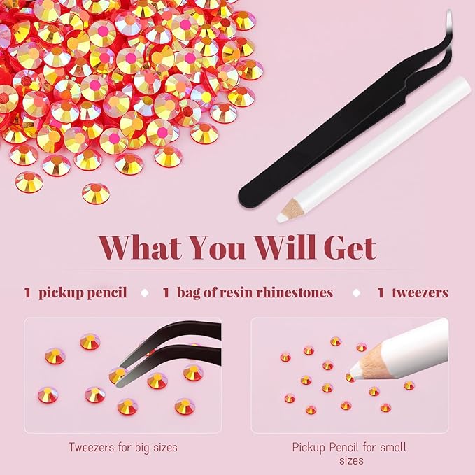 4000PCS 5mm Resin Jelly Rhinestones in Bulk (Red AB), Bedazzling Flatback Crystals Rhinestones for Crafting DIY Nail Decoration, Gems Diomand Charms for Tumbler Shoes Clothing Fabric
