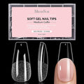 MelodySusie Medium Coffin X Nail Tips - 600Pcs 15 Sizes Clear Acrylic, Half Matte Full Cover Press on Nails for DIY Extension & Salon Use, Pre-Shaped for Long-Lasting Manicure